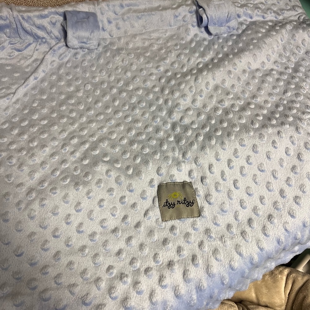 Light Blue Textured Blanket/ car seat cover